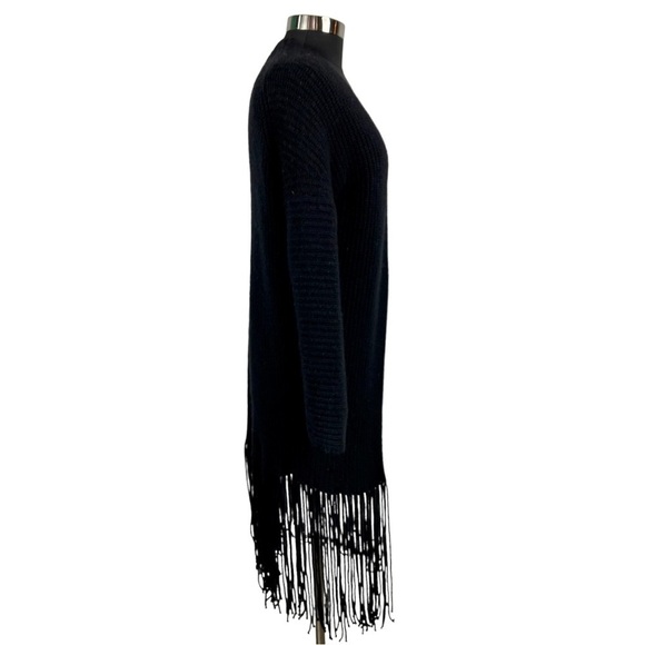 360 CASHMERE QUINCY RIBBED LONGLINE FRINGE DROPPED SHOULDERS CARDIGAN SWEATER - Picture 5 of 14
